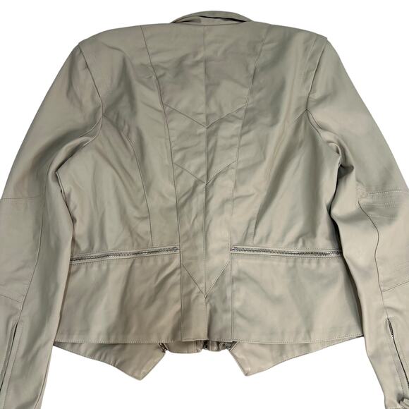 Blank NYC Size XL Faux Leather Vegan Zip Front Moto Jacket Cream Lined Edgy NWT - Picture 6 of 16